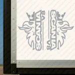 Silver Scania Truck Body Stickers Half Griffin with Vertical Text Logo and V8