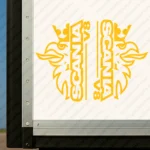 Yellow Scania Truck Body Stickers Half Griffin with Vertical Text Logo and V8