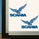 Blue Scania Truck Body Stickers, Flying Griffin with Text Logo