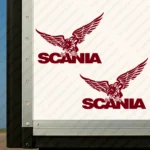Burgundy Scania Truck Body Stickers, Flying Griffin with Text Logo