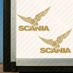 Gold Scania Truck Body Stickers, Flying Griffin with Text Logo