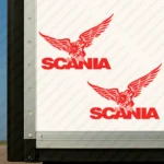 Red Scania Truck Body Stickers, Flying Griffin with Text Logo