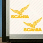 Yellow Scania Truck Body Stickers, Flying Griffin with Text Logo