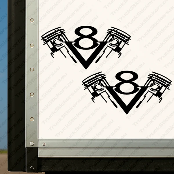 Black Scania Truck Body Stickers, V8 Pistons