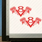 Red Scania Truck Body Stickers, V8 Pistons