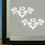 White Scania Truck Body Stickers, V8 Pistons