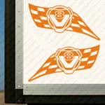 Orange Scania Truck Body Stickers V8 Round Badge on CheckeOrange Flag