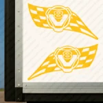 Yellow Scania Truck Body Stickers V8 Round Badge on CheckeYellow Flag