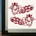Burgundy Scania Truck Body Stickers, Griffin with Text Logo, V8 Badge and Flame Graphics