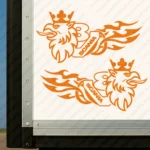 Orange Scania Truck Body Stickers, Griffin with Text Logo, V8 Badge and Flame Graphics