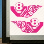 Fuchsia Scania Truck Body Stickers, V8 with Text Logo and Flame Graphics Version 2