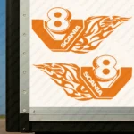 Orange Scania Truck Body Stickers, V8 with Text Logo and Flame Graphics Version 2