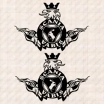Closeup of Scania Truck Body Stickers, Vabis Badge with Griffin, Moose and Tribal Graphics