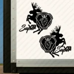 Black Scania Truck Body Stickers, Griffin Badge with Moose and Super V8