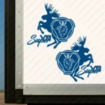 Blue Scania Truck Body Stickers, Griffin Badge with Moose and Super V8