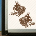 Brown Scania Truck Body Stickers, Griffin Badge with Moose and Super V8