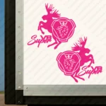 Fuchsia Scania Truck Body Stickers, Griffin Badge with Moose and Super V8