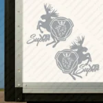 Silver Scania Truck Body Stickers, Griffin Badge with Moose and Super V8