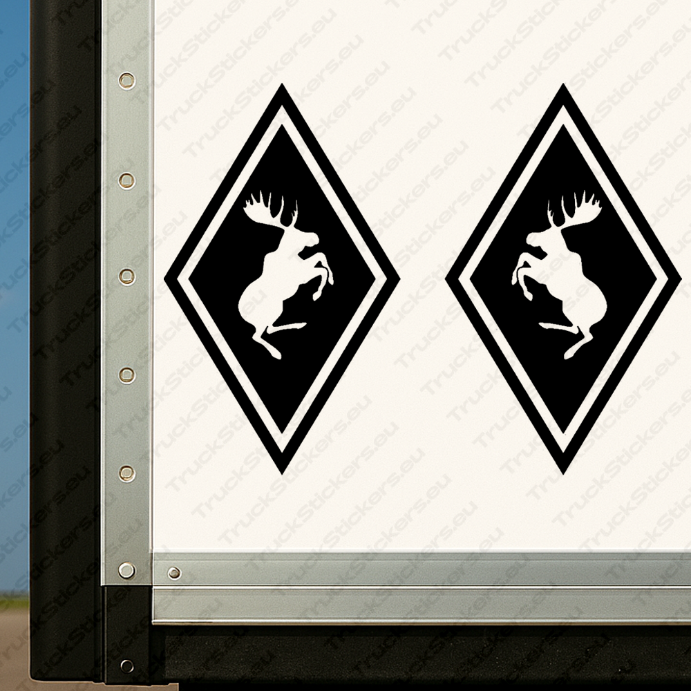 body-sticker-for-trucks-90412-black Black Volvo Truck Body Stickers, Rhombus with Moose