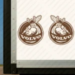 Brown Volvo Truck Body Stickers, Round Badge with Viking and Text Logo