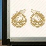 Gold Volvo Truck Body Stickers, Round Badge with Viking and Text Logo