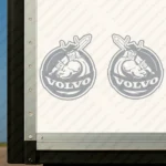Silver Volvo Truck Body Stickers, Round Badge with Viking and Text Logo