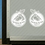 White Volvo Truck Body Stickers, Round Badge with Viking and Text Logo