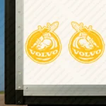 Yellow Volvo Truck Body Stickers, Round Badge with Viking and Text Logo