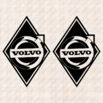 Closeup of Volvo Truck Body Stickers, Rhombus with Classic Logo