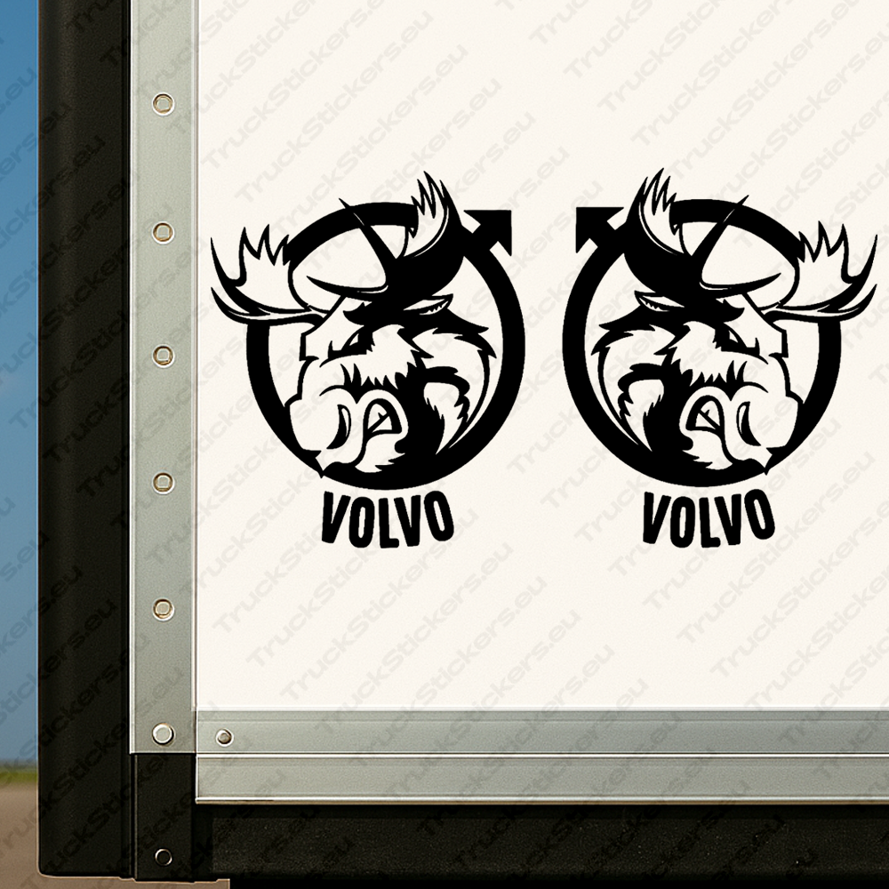 body-sticker-for-trucks-90415-black Black Volvo Truck Body Stickers, Badge with Alternative Moose and Text Logo