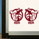 Burgundy Volvo Truck Body Stickers, Badge with Alternative Moose and Text Logo