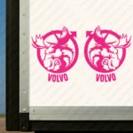 Fuchsia Volvo Truck Body Stickers, Badge with Alternative Moose and Text Logo