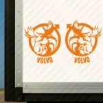 Orange Volvo Truck Body Stickers, Badge with Alternative Moose and Text Logo