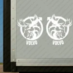White Volvo Truck Body Stickers, Badge with Alternative Moose and Text Logo
