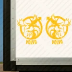 Yellow Volvo Truck Body Stickers, Badge with Alternative Moose and Text Logo