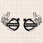 Closeup of Volvo Truck Body Stickers, Modern Viking Head with Classic Logo
