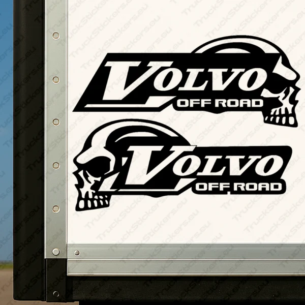 Black Volvo Truck Body Stickers, Off Road with Text Logo and Skull