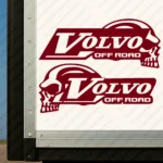 Burgundy Volvo Truck Body Stickers, Off Road with Text Logo and Skull