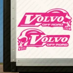 Fuchsia Volvo Truck Body Stickers, Off Road with Text Logo and Skull