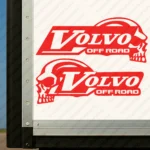 Red Volvo Truck Body Stickers, Off Road with Text Logo and Skull