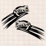 Closeup of Volvo Truck Body Stickers, Modern Logo with Shooting Star Style