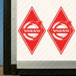 Red Volvo Truck Body Stickers, Rhombus with Oversized Classic Logo
