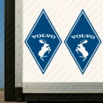 Blue Volvo Truck Body Stickers, Rhombus with Text Logo and Moose