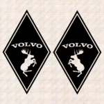 Closeup of Volvo Truck Body Stickers, Rhombus with Text Logo and Moose