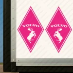 Fuchsia Volvo Truck Body Stickers, Rhombus with Text Logo and Moose