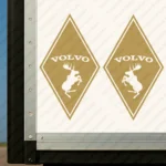 Gold Volvo Truck Body Stickers, Rhombus with Text Logo and Moose
