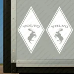 White Volvo Truck Body Stickers, Rhombus with Text Logo and Moose