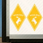 Yellow Volvo Truck Body Stickers, Rhombus with Text Logo and Moose