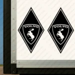 Black Volvo Truck Body Stickers, Rhombus with Moose Badge and Text Logo