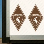 Brown Volvo Truck Body Stickers, Rhombus with Moose Badge and Text Logo